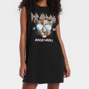 Def Leppard  1983 “ Rock&Roll” Sleeveless Graphic Tank Shirt Dress XS